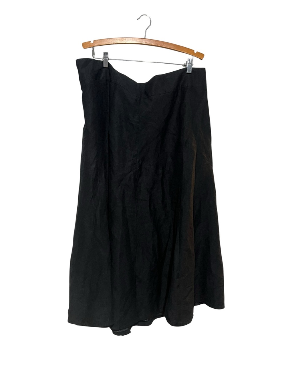 Ashley Stewart Black A-Line Midi Skirt Plus Size 18W Linen Blend Women's